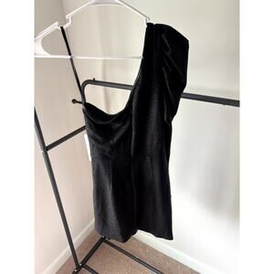 XS Black One Shoulder Aqua Dress NWT